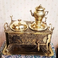خرید منقل سماوری برنجی قلمزنی دست اعلاء سنگین وزن ورق ضخیم | هنرظریف