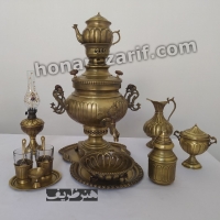 قیمت و خرید - سرویس سماور زغالی برنجی 6 لیتری عدسی آینه ریز - هنرظریف