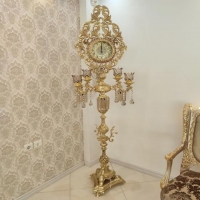 خرید، قیمت و مشخصات آباژور ساعتی 6 شاخه لاله برگدون جنس آلیاژ آلومینیوم آبکاری برنج - هنرظریف