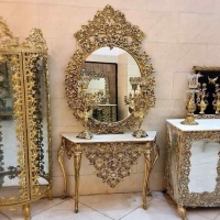 خرید، قیمت و مشخصات میز آینه شمعدان آلومینیومی با روکش برنز، با ورق ضخیم، طرح گل یاس، زیبا و شیک، با ضمانت با کیفیت بودن | هنرظریف