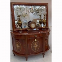 خرید، قیمت و مشخصات آینه کنسول چوبی سه در پایه خراطی، طول 90 ارتفاع 160 عرض ۴۵ چوب روس، روکش کاواز | هنرظریف