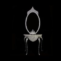 خرید، قیمت و مشخصات آینه کنسول ملیله زیر گل جنس بدنه برنزی آبکاری نقره، رنگ سیلور - هنرظریف