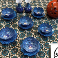 خرید، قیمت و مشخصات هفت سین مسی میناکاری با رنگ کوره ای - هنرظریف