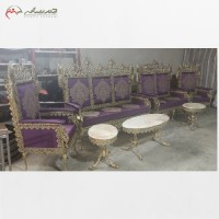 خرید آنلاین، مبل برنزی 7 نفره مدل سیمرغ تاج دار با دسته های زیبای طرح فرشته، با قیمت عالی