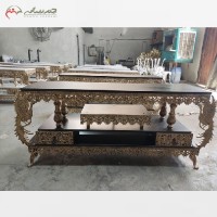 خرید آنلاین، میز تلویزیون برنزی مدل سیمرغ دو طبقه با ام دی اف با طراحی شکیل و خاص، به قیمت عالی | هنرظریف
