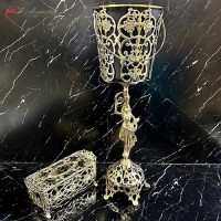 خرید، سطل و جا دستمالی بزرگ برنزی، طرح  زیبا بانو و گل، زیر قیمت بازار | هنرظریف