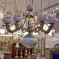 لوستر برنزی سرامیکی 6 شعله با طراحی کلاسیک و زیبایی بی نظیر، ساخته شده  با متریال با کیفیت، زیر قیمت بازار | هنرظریف
