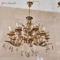 خرید آنلاین، لوستر آلیاژی 5 شاخه ی دوبل در سه رنگ طلایی، نقره ای و کرم با 10 لامپ، تعداد شاخه به دلخواه مشتری، زیر قیمت بازار | هنرظریف