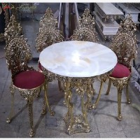 خرید آنلاین، میز ناهار خوری مدل پایه اسبی و صفحه سنگ مرمر اعلاء، با کیفیت بی نظیر، زیر قیم بازار | هنرظریف