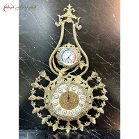 خرید آنلاین، ساعت دیواری متفاوت برنزی  در طرح ریما و گل لاله، دو صفحه، زیبا و طلایی رنگ، با قیمت بسیار مناسب | هنرظریف